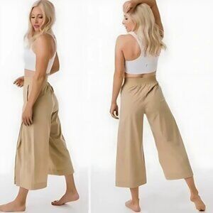 Zyia Khaki Work Flow Pants Wide Leg Crop- size Large